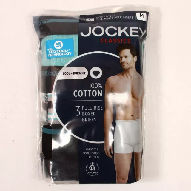 Jockey Classics 3-Full Rise Boxer Briefs Size M (32-34)