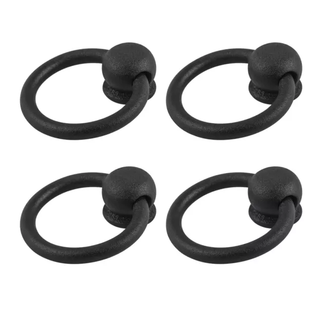 Black Wrought Iron Mission Ring Cabinet Pulls 2" Drop Style Pack of 4