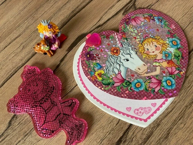 Lillifee-Artikel  Reflektor pink, Herz-Block und Figur mit Reh-sehr gut erhalten