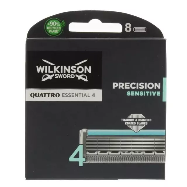 Wilkinson Sword Quattro Essentials Sensitive Razor Blades 8 Pack (New Packaging)