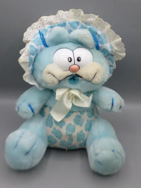 Vintage 1981 Dakin Blue Baby Garfield Cat Soft Plush Toy Large 9"