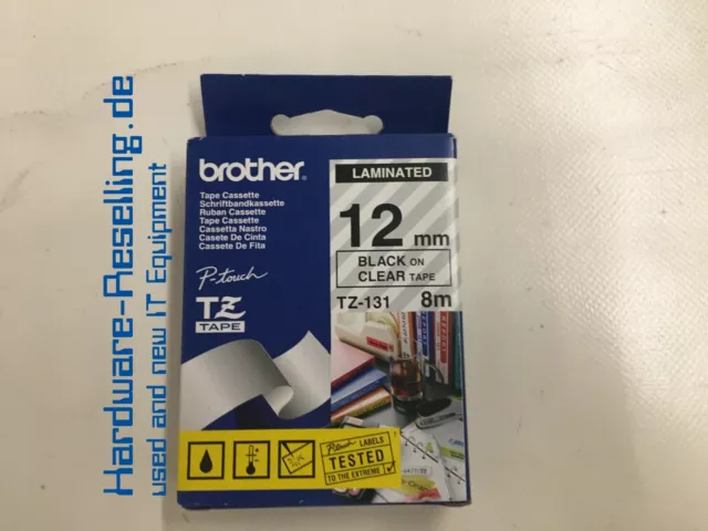 Brother Cassette de Ruban TZ-131 12mm 8m P-Touch Neuf & Ovp Noir Sur Effacer