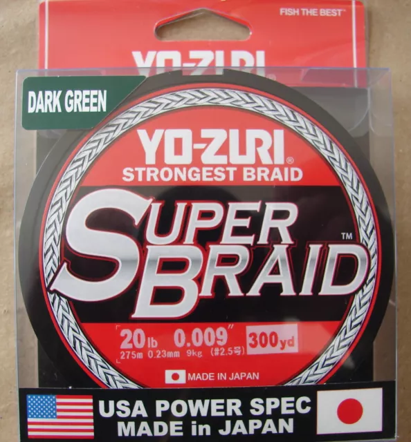 YO-ZURI SUPERBRAID DARK GREEN BRAIDED Fishing Line 20lb 300yd R1266-DG Braid