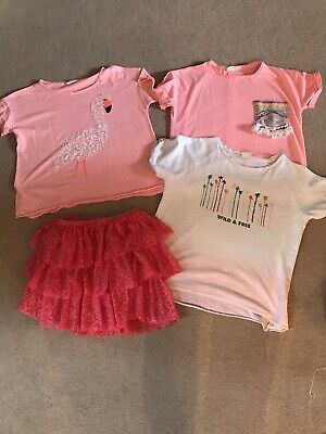 Zara Girls Coral Lace Skirt 3 X Zara Tops Age 8-10 Years Sequin Flamingo