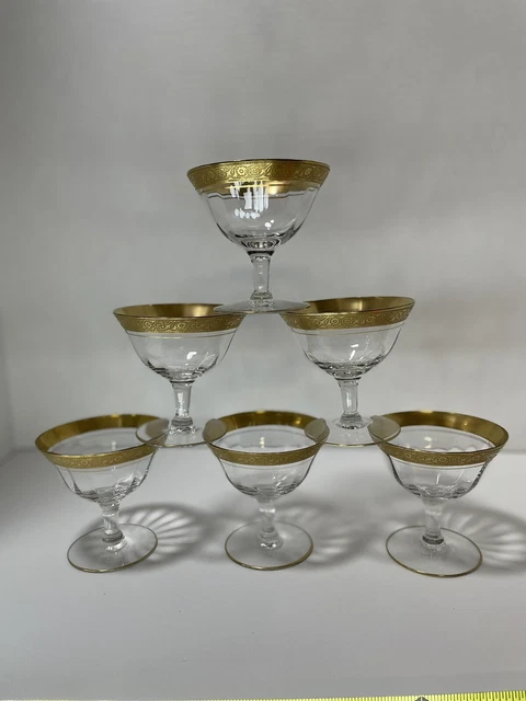 Vintage Set of 6 Minton Clear by TIFFIN-FRANCISCAN Low Sherbet / Coupe Glasses