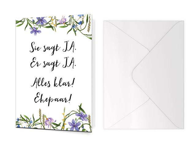 Glückwunschkarte Hochzeit "Sie sagt JA Er sagt JA" BLAUE HOCHZEIT 3