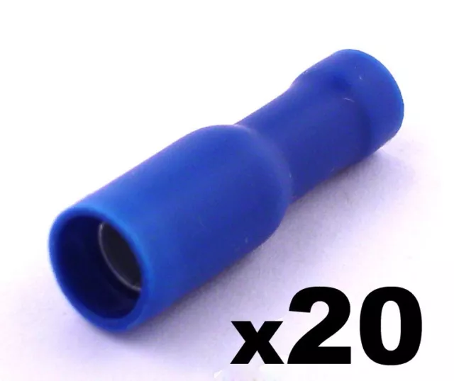 20 x bornes à sertir isolées pour connecteur à balles bleu femelle pour câblage électrique