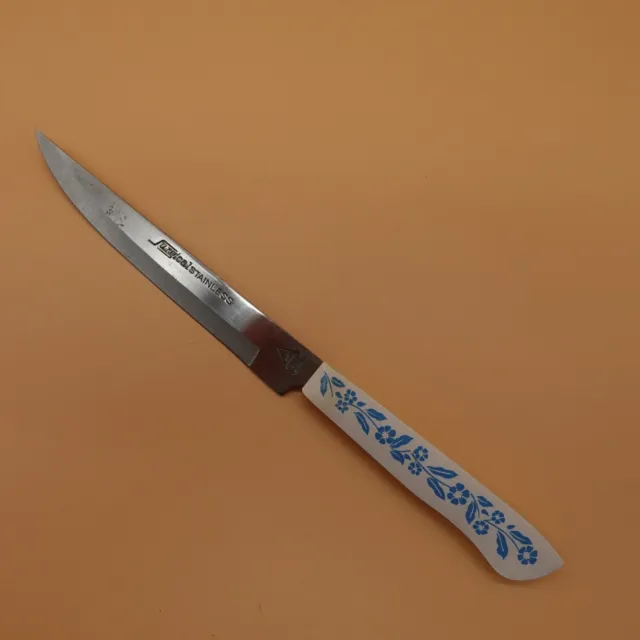 Vintage Household Japan Utility Knife 5" Blade Surgical Steel Blue Flower MCM
