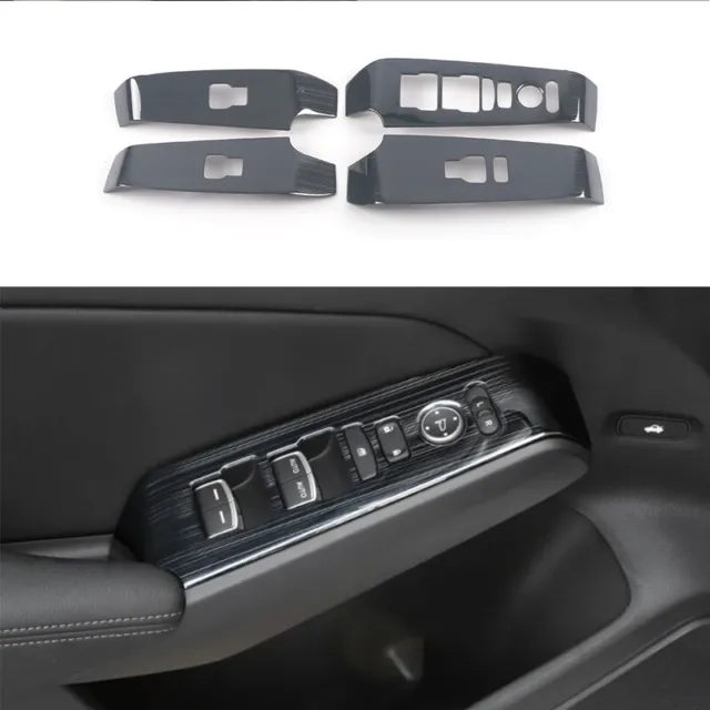 4x Black Titanium Steel  Window Lift Trim Cover For Honda Civic 2022+