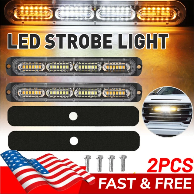 Amber White LED Car Truck Emergency Hazard Flash Strobe Light Warning Lamp Bar
