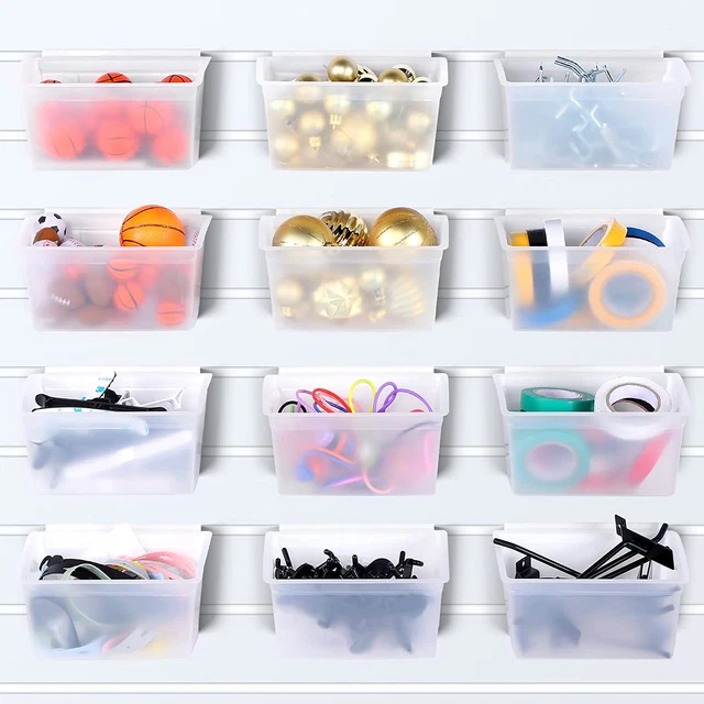 12 Pcs Storage Bin Plastic Slatwall Bins for Slatwall Organizer Slatwall Contain