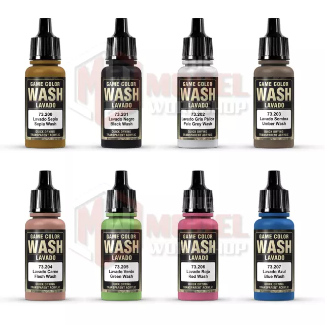 Vallejo Game Colour Wash Model Washes Paints Fantasy Airbrush Colours Spray 17ml