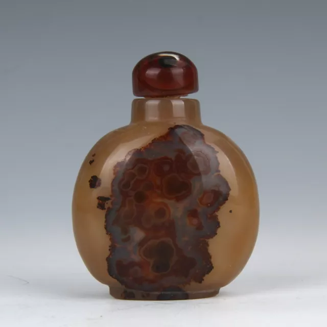 Chinese Exquisite Handmade Natural Agate Carving Snuff Bottle