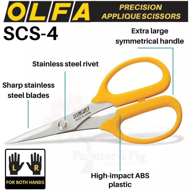 Olfa Genuine Applique Scissors - Large Handles, Stainless Steel Sharp Blades