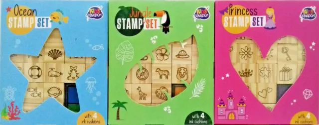 Stempelset Stempel Stamp Set Kinder Stempel 20 Stempel mit 4 Farb Tintenkissen