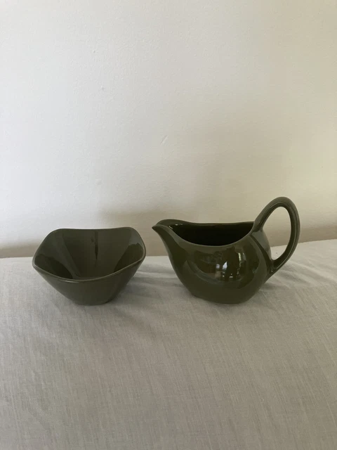 Set brocche di zucchero e latte vintage verde oliva metà inverno senza marchio