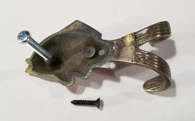 2 Vintage Style FISH HOOKS Solid Brass Coat Hat Towel Hanger 3" #C23 3