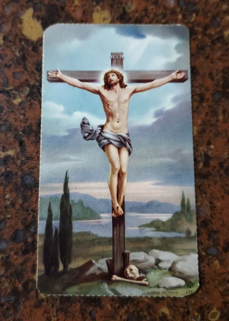 1973 FUNERAL HOME CATHOLIC CABINET MOURNING PRAYER DEATH MEMORIAL CARD Jesus Vtg