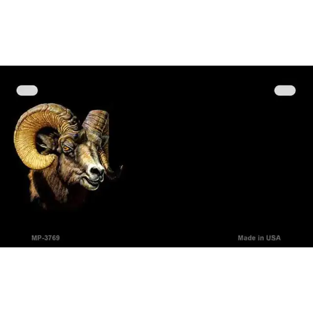 Big Horn Sheep Offset Novelty Metal Motorcycle Plate MP-3769