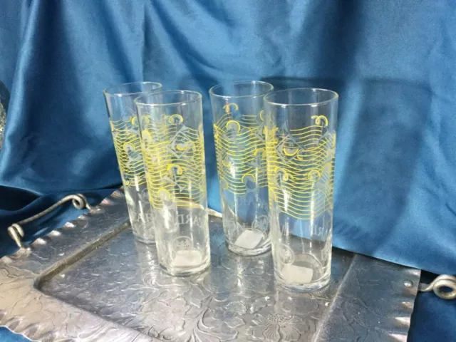 Bacardi Limon Rum 7" Tall Highball Collins Mojito Glasses...Set Of 4...EXCELLENT
