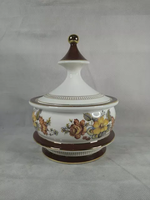 Vintage Handmade Italian Florentine Lidded Brown & Gold Bonbon Jar Bonbonniere