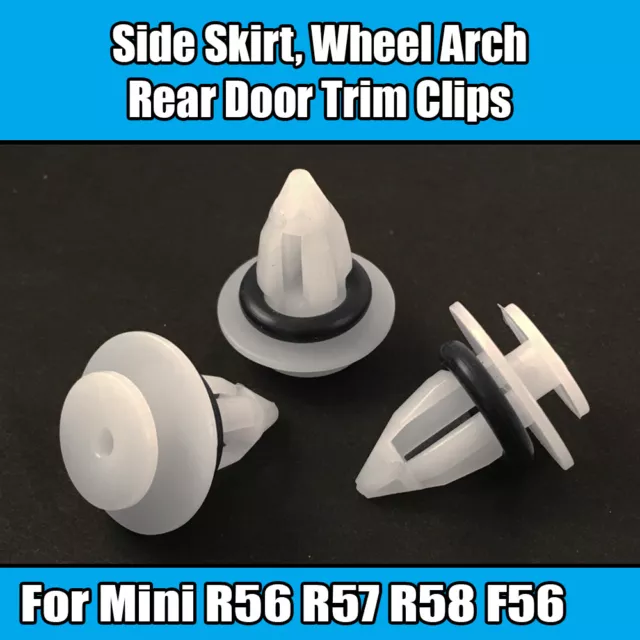 10x Clips for Mini Side Skirts Wheel Arches Rear Door Trim Rocker Covers Plastic