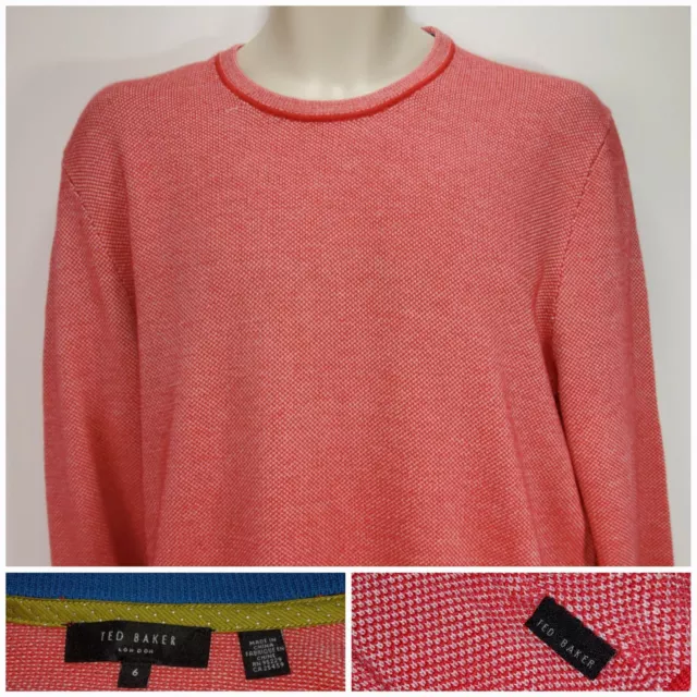 Ted Baker Pullover mit Rundhalsausschnitt Wollmischung Herren UK Größe 6 2XL