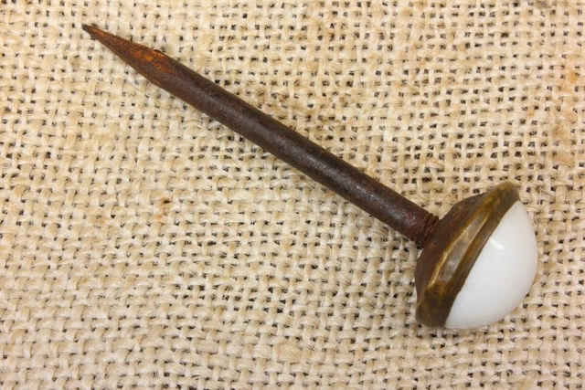 Old Picture Nail Artwork Hanger White Antique Porcelain Vintage 2 3/4 X 13/16”