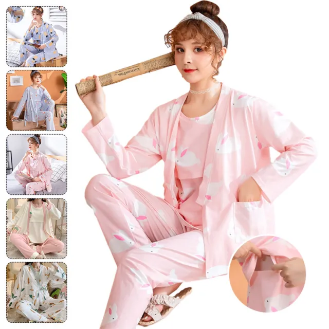 3PCS/Set Pregnant Pajama Maternity Breastfeeding Nightwear Pregnancy Clothes