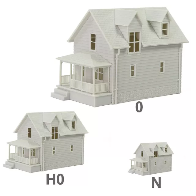 1pc O HO N Scale Model Village House White Unassembled Architectural Building