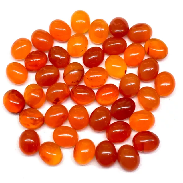 25 Pcs Natural Carnelian 10x8mm Oval Cabochon Beautiful Orange Loose Gemstones