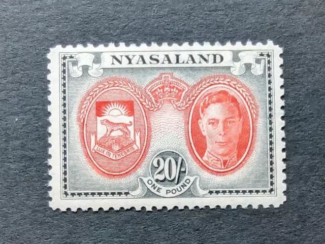 Nyasaland GVI 1945 20s scarlet & black SG157 VLHM