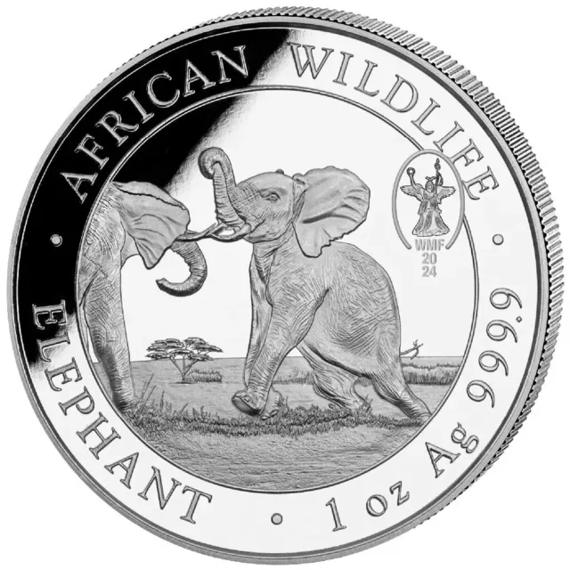 2024 Somalia Elephant with WMF Berlin Privy Mark 1 oz Silver Proof Coin