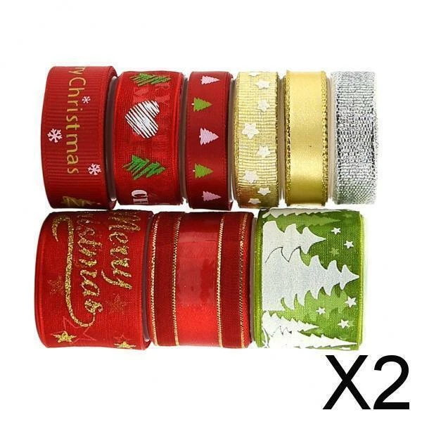 2X 9 Arten   Weihnachten Schleifenband Satinband Geschenkband für