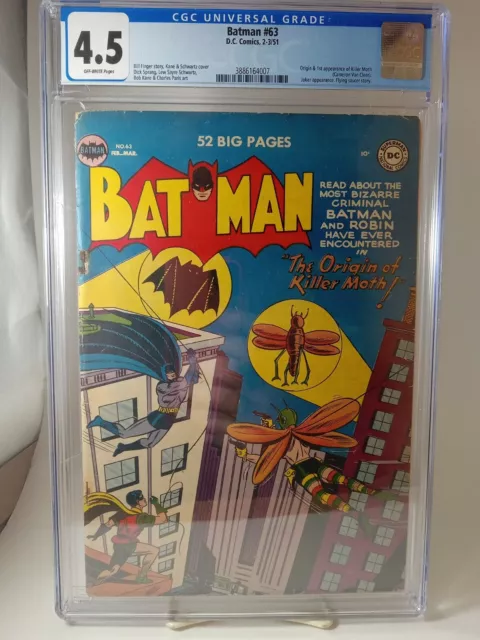 Batman #63 1951 - CGC 4.5 Off-White Pages - Origin and 1st App. of Killer Moth