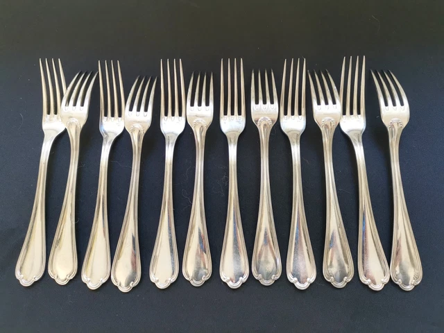 Ercuis Louis XV Rocaille, 12 fourchettes de table en métal a