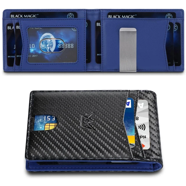 Genuine Leather Minimalist Bifold Wallets for Men RFID Blocking Slim Mens Wallet
