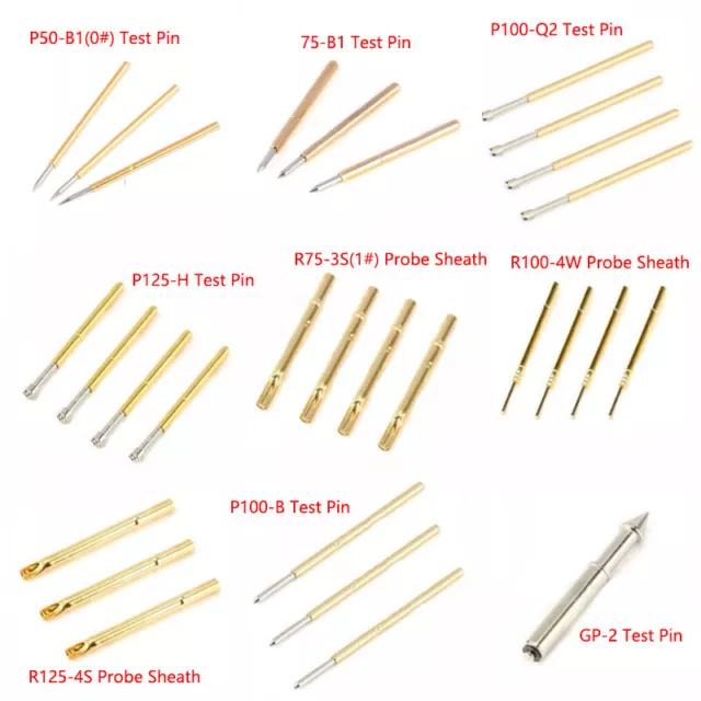 Multiple Types Spring Test Probe Pogo Pin Receptacle Tool Set Dia 0.68mm-2.36mm