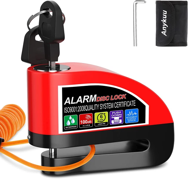 Lucchetto Antifurto Moto Bloccadisco Moto Con Allarme Sonoro 110DB Allarme Freno