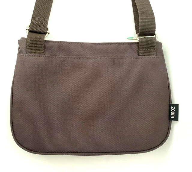 Sherpani ZOOM Crossbody Purse Brown w/ Aquamarine Accents Pockets Travel EUC 2