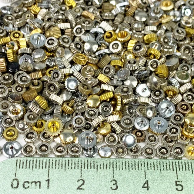 100 Watch Crowns Gold Silver For Parts Steampunk Art Repair Watchmakers Lot Cogs