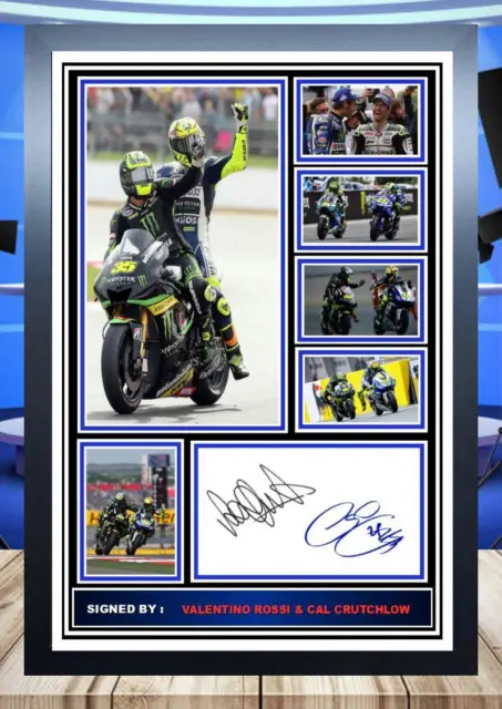 (505) valentino rossi & cal crutchlow moto gp signed photograph unframed/framed