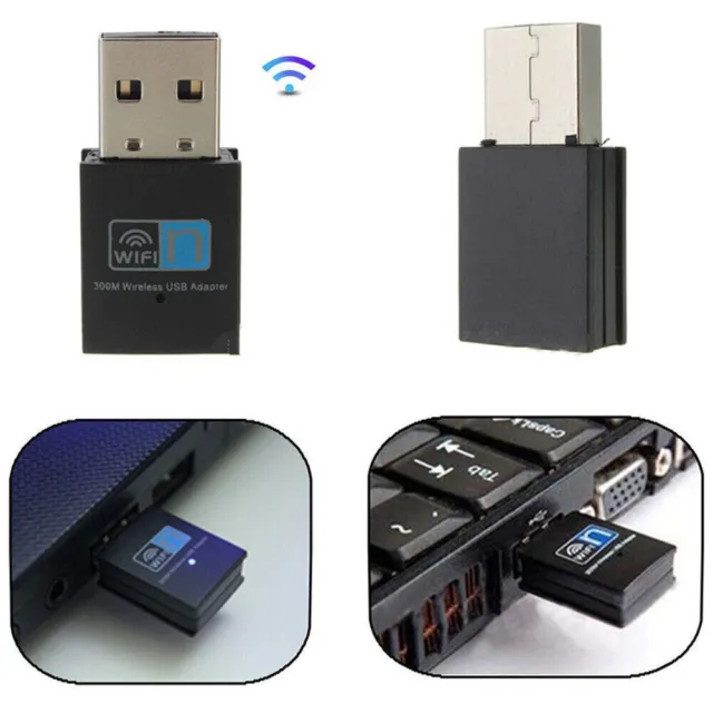 300Mbps Mini Wireless USB Wi-fi Wlan Adapter 802.11 b/g/n Network LAN Dongle New 3