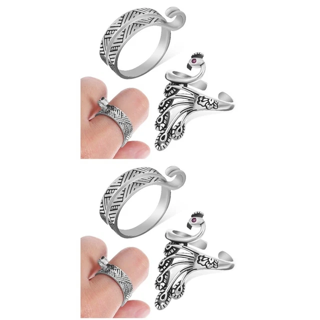 4 piezas de anillos de ganchillo de punto guía de hilo portadedos ajustables dedo abierto