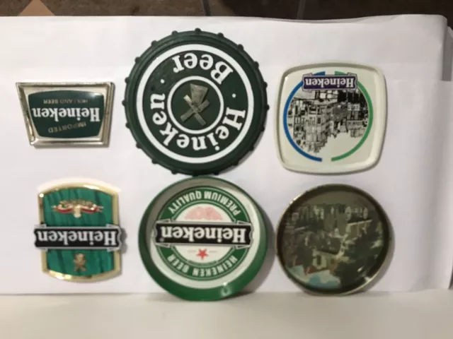 Lot Of 6 Vintage Heineken Beer Trays Signs Bier Holland Imported Mixed