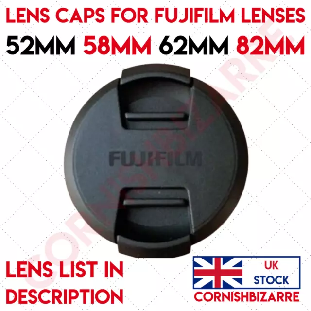 LENS CAP FOR FUJIFILM 52mm 58mm 62mm 82mm FILTER THREAD - LENS LIST IN DESC - UK