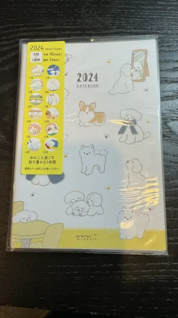 Midori 2024 Pocket Diary Datebook Weekly Planner Made in Japan Style I Dogs B6