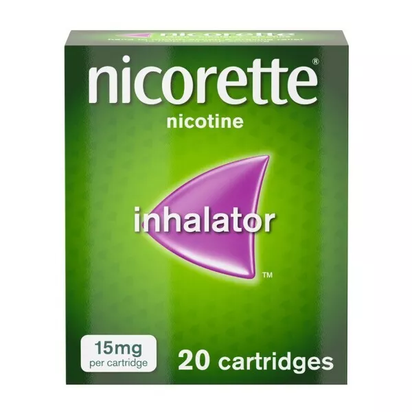 Nicorette 15mg Inhalator Nicotine 20 Cartridges for Light and Heavy Smokers *NEW