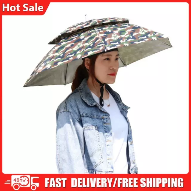 5pcs Foldable Fishing Sunshade Umbrella Hat UV Protection (Camouflage)