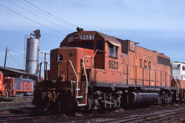 Orig Slide ICG Illinois Central Gulf Solid Orange GP38AC #9523 Jackson MS 1985